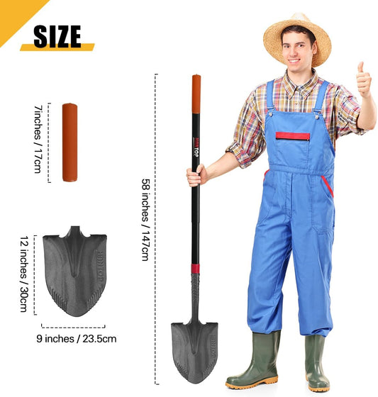 Heavy Duty Round Point Digging Shovel with Long Fiberglass Handle Garden Shovels Spade for Digging,Planting, Transplanting,58 inches