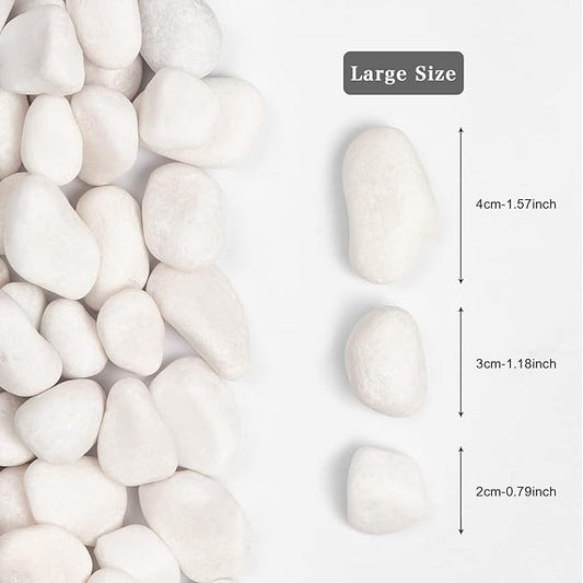 5lbs White Natural River Rocks, Polished Pebbles for Plants Garden, 1-2 inch Decorative White Stones, Ideal for Fish Tank, Vases, Crafting, Home Decor and Garden Landscaping Rocks,White