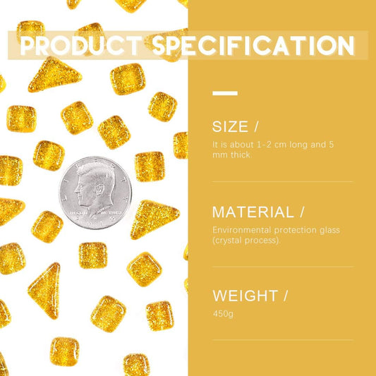 Swpeet 1 Pound Orange Shine Crystal Series Mosaic Tiles Assortment Kit, Square and Triangle Genuine Mosaic Tiles Glitter Crystal Mosaic Perfect for Home Decoration Crafts Supply