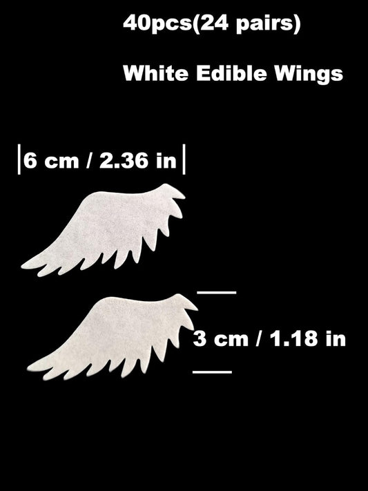 48pcs Edible White Wings for Cake Decorating Cupcake Toppers Wedding Themed Party Birthday Cake Decoration(Tasteless)