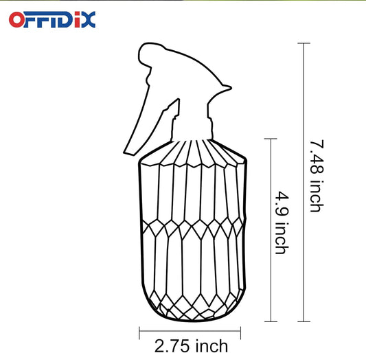 OFFIDIX Glass Spray Bottle, Fine Mist Plant Mister, Handheld Pressure Watering Can,Adjustable Nozzle Glass Spray Bottle,0.43L/15.17oz Handheld Spray Bottles for Garden Plants Cleaning Solutions(Gray)
