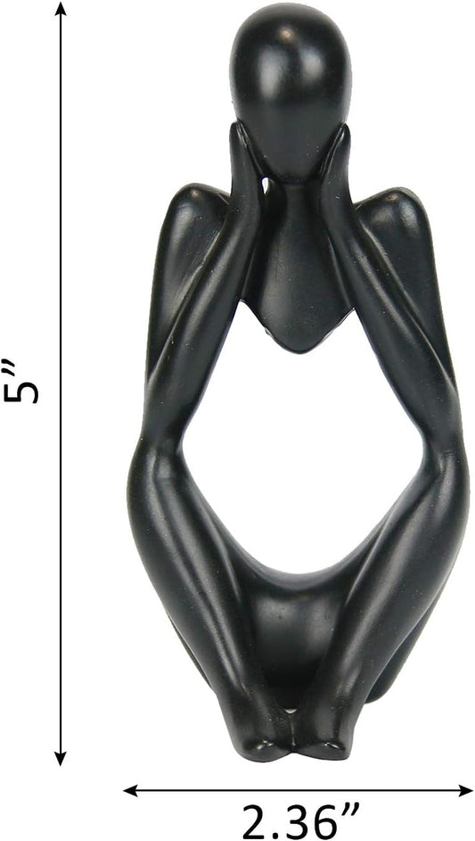 INNOLITES Resin Statue Thinker Style Decoration Abstract Sculptures Collectible Figurines for Home Decor Modern Office Shelf Desktop (Black-Focus)