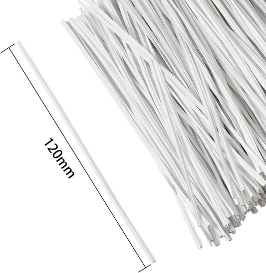 300 pcs 5 inch Plastic White Twist Ties, Cable Ties, for Bags, Gardening Tools
