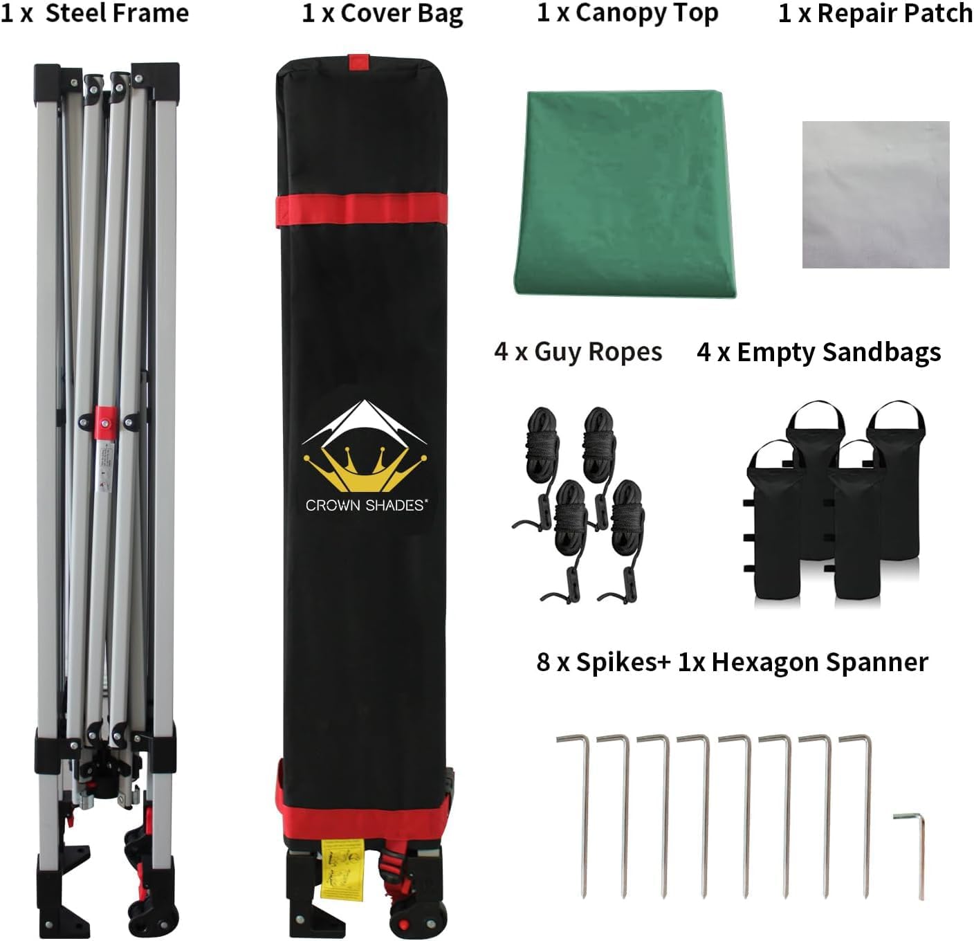 CROWN SHADES 10x10 Pop Up Canopy - Beach Tent with One Push Setup - Easy Outdoor Sun Shade for Events, Parties, Camping - Gazebo with STO-N-Go Cover Bag, Silver Coated Top, Forest Green