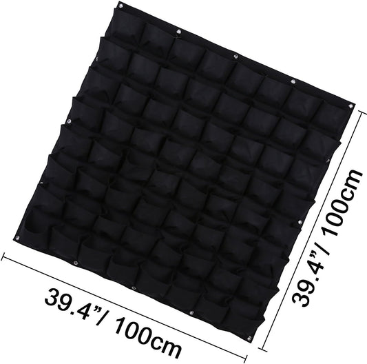 Ogrmar 64 Pockets Vertical Wall Garden Planter Plant Grow Bag for Flower Vegetable for Indoor/Outdoor (64 Pockets, Black)