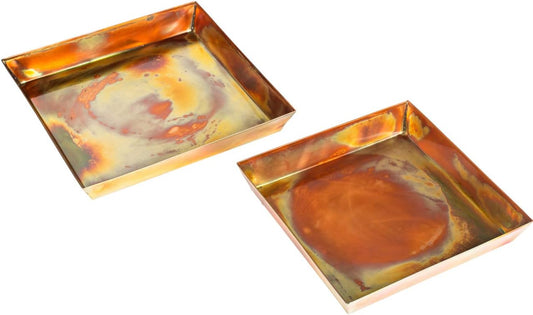 H Potter Patio Deck Indoor Outdoor Garden Flower Planter Set of 2 Rustic with Tray