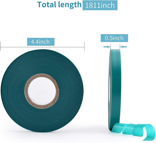 2 Pcs 150 Feet x 1/2" Wide Stretch Tie Tape Green Plant Garden Tie, Garden Vinyl Stake for Branches, Climbing Planters, Flowers