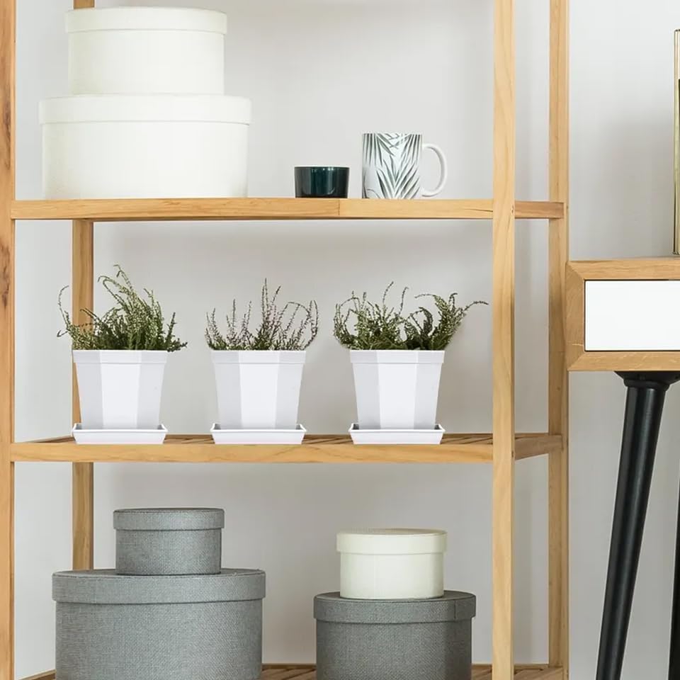 2 Pack Square Plant Saucer 20 22 Inch, Deep Plant Trays for Pots, Planters for Indoors and Outdoors Plants, Duty Plastic Plant Water Tray, Extra Large Plant Saucer (20 inch, White)