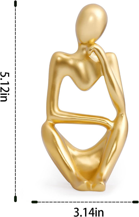 INNOLITES Resin Statue Thinker Style Decoration Abstract Sculptures Collectible Figurines for Home Decor Modern Office Shelf Desktop(Gold-Right