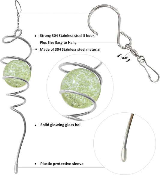 Glow in The Dark Wind Spinner Tail Gazing Ball Spiral Decorative Spiral Tail Wind Spinner Stabilizer Sun Catcher,Indoor Outdoor Hanging Art Garden Decoration Wind Sculpture Stabilizer-13in