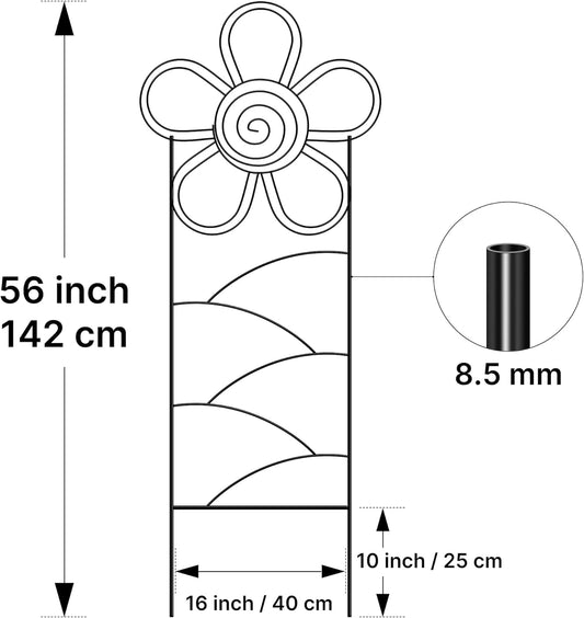 Arifaro Metal Garden Trellis 56″High (Pack of 4) Plant Trellis for Climbing Plants, Outdoor/Indoor Sturdy Plant Trellis for Climbing Vines, Flowers & Garden Plants (Floral)