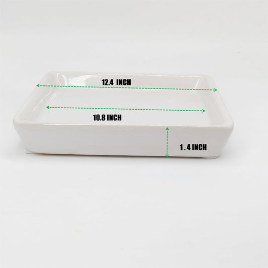 Square Plant Saucer 12 Inch 1 Pack,Plant Trays for Pots, White Ceramic Plant Saucers for Indoors Outdoors, Plant Drip Tray 4 6 8 10 12 14 Inch