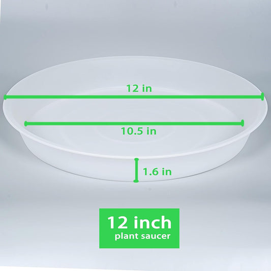 2 Pack of 12 inch Plant Saucer, 1.7" Depth Tray, Large Deep Garden Plastic Flower Planter Plant Trays for Indoors Outdoor Bath Bath (12", Clear)