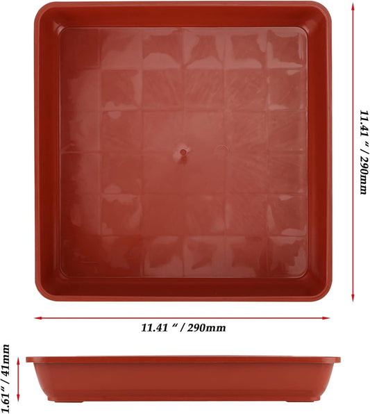 JOIKIT 10 PCS 11.4 x 11.4 x 1.6 Inches Square Plant Saucer, Flower Pot Tray Without Drain Holes for Flowers, Plants, Seedlings