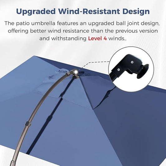 Grand patio 9x12 FT Outdoor Cantilever Umbrella with Base & Cover Large Aluminum Rectangle Offset Umbrellas for Pool Deck (Navy Blue, 9x12 FT)