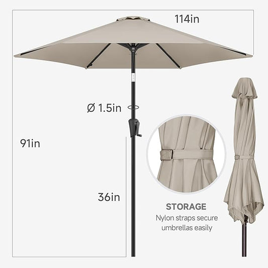 FLAME&SHADE 10ft Patio Umbrella - Outdoor Umbrella with 6 Sturdy Ribs, Push Button Tilt and Crank, UV Protection Table Market Umbrella for Pool, Porch,Garden, Deck, Backyard (Taupe)