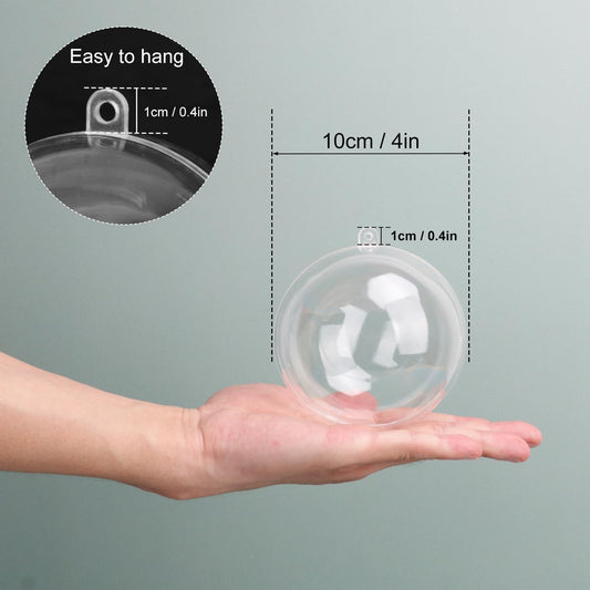 39 Pcs 4 Inch Clear Acrylic Fillable Balls, Christmas DIY Fillable Ornaments Balls, Acrylic Ornaments Ball for Christmas, Holidays, Weddings, Parties, and Home Decor
