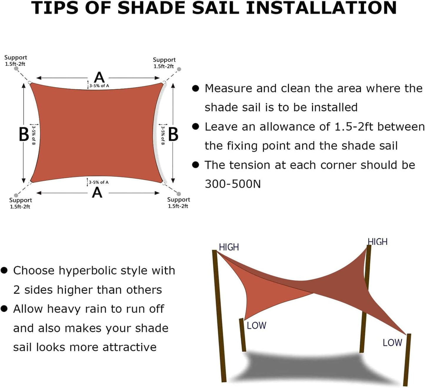 KANAGAWA 21'X24' Rust Red Custom Size Sun Shade Sail Rectangle UV Block Canopy Cover for Patio Backyard Lawn Garden Outdoor (Customized Available)