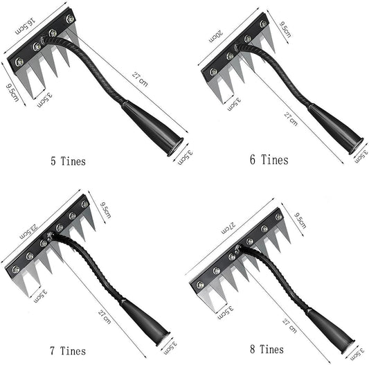 Gardening Hand Weeder Tool,Manual Weeder Tool with Detachable Blades, 4 Sizes High Carbon Steel Dual-Edge Design for Farm Garden Lawn Weed Removal, Soil Cultivation & Root Extraction (5 Tines)