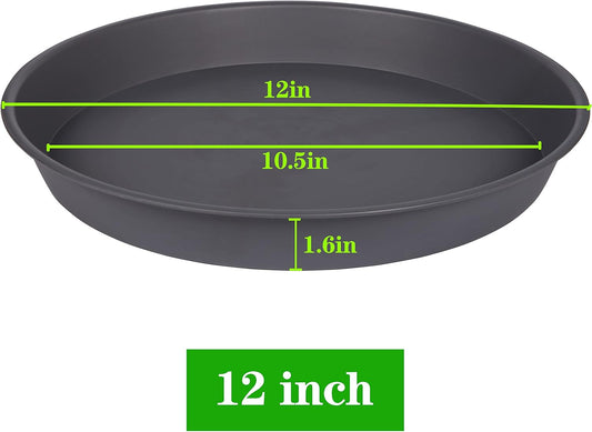 6 Pack of 12 inch Plant Saucer Gray, Heavy Duty Plastic Plant Saucer 12 inch Round, Durable Plant Tray for Pots, Flower Saucers for Indoors, Plant Trays for Planter 11"/12" (12", Cement Gray)