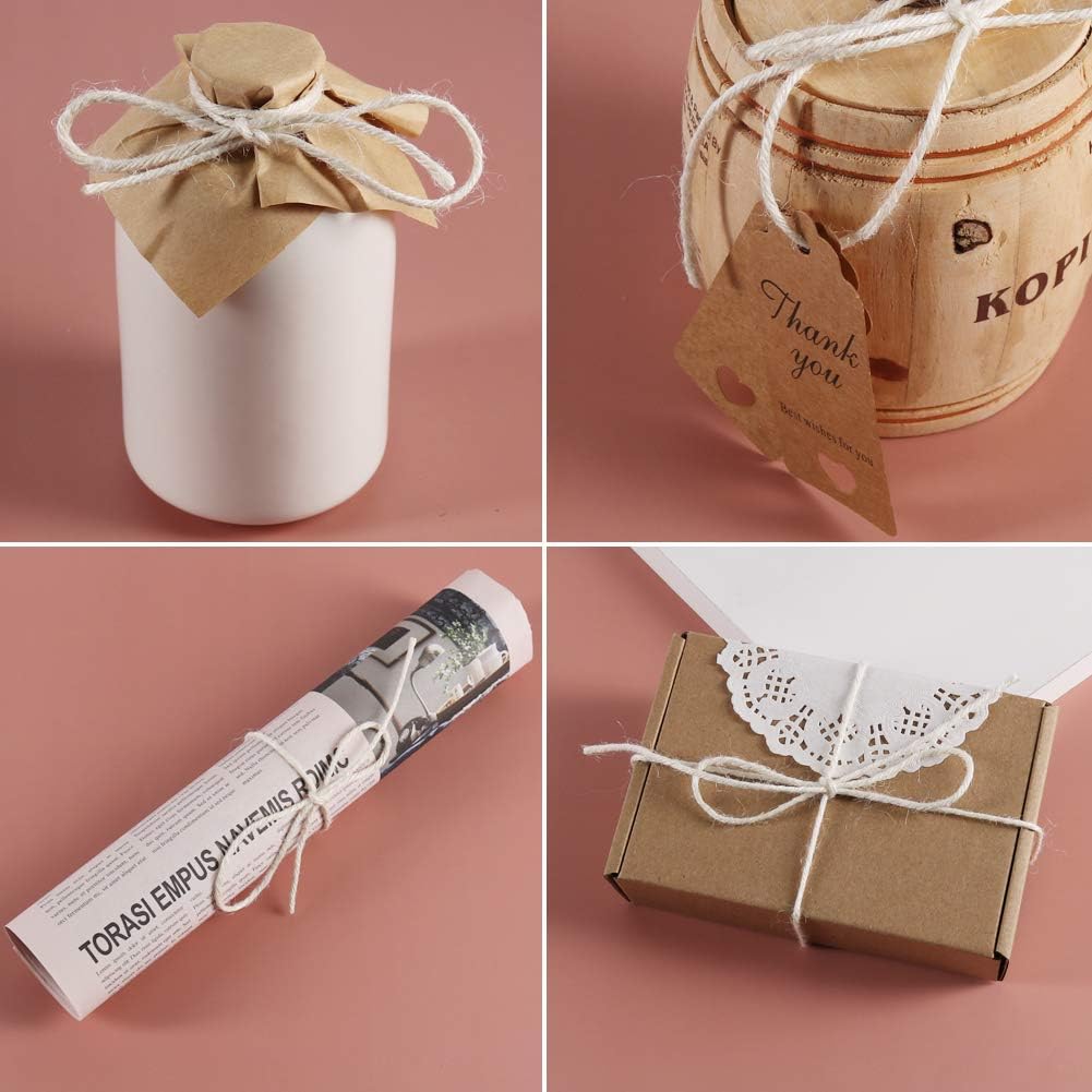 Tenn Well 3mm Jute Twine, 328 Feet Thick Twine String for Crafting, Gift Wrapping, Gardening, Packing and DIY Projects (Creamy)