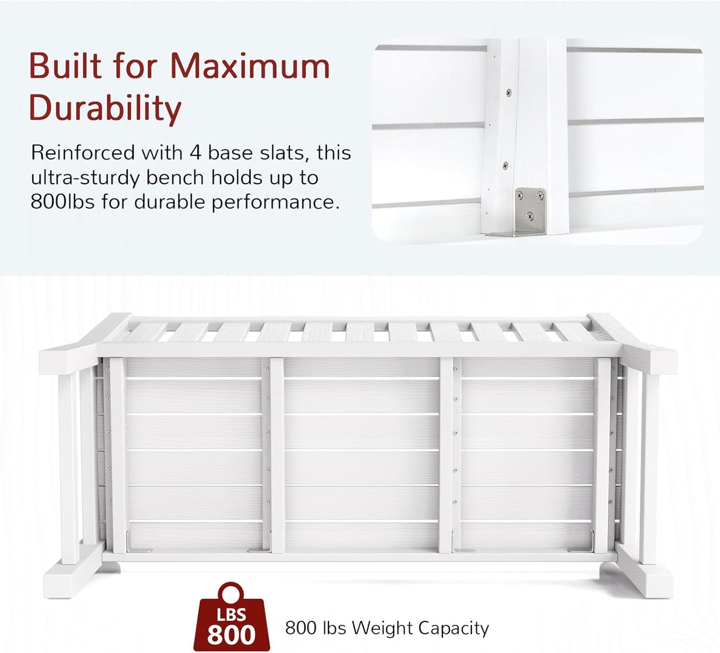 Stoog 3 Pieces All-Weather Patio Furniture Set, Include 2 Outdoor Chairs and 1 Outdoor Bench, White