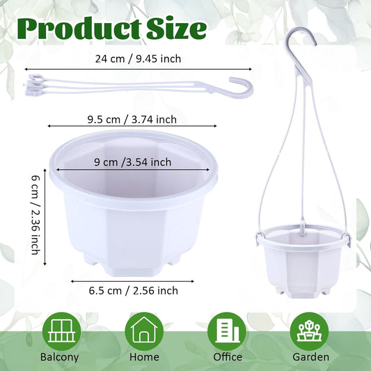 Roshtia 24 Pcs Hanging Plastic Planter Pot with Hook Flower Pots Baskets Hanging Nursery Planter Holder for Outdoor Indoor Plant Garden(Ceramic White,3.7 Inch)