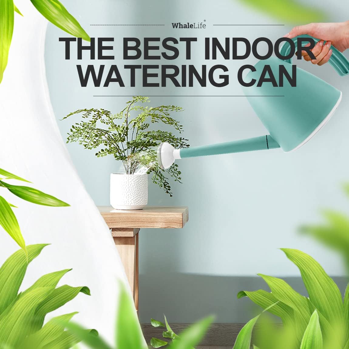 WhaleLife Indoor Watering Can for House Bonsai Plants (2.0L, Blue)