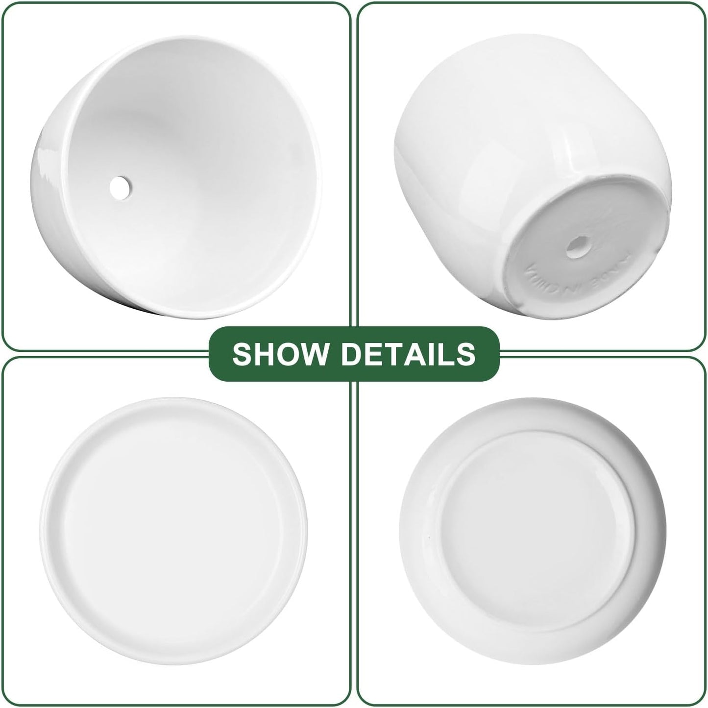 6.7 + 5.5 Inch Plant Pot, Ceramic Planter with Drainage and Saucer, Ceramic Pots for Plants, Indoor Plant pots,Succulent Pot Orchid Pots(Smooth White,Plant Pot Only)