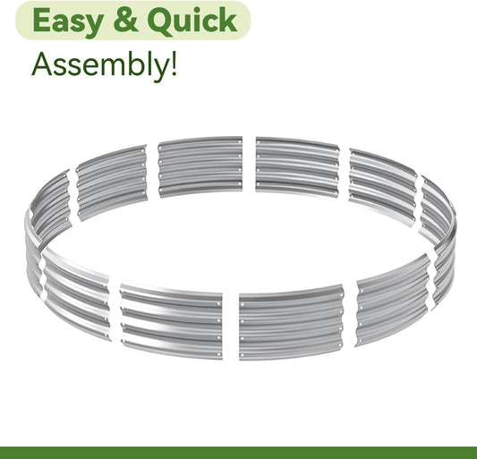 5x5x1ft Round Galvanized Raised Garden Bed Kit,Galvanized Planter Box Raised Garden Beds,Large-Capacity Easy Assembly Outdoor Metal Raised Bed for Gardening Vegetables,Fruits,Flowers,Classic Silver