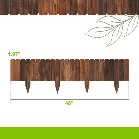 Wooden Garden Edging Border Wood Garden Fence Wooden Landscape Edging Decorative No-Dig Garden Edging Landscaping Lawn Edging Fence- 7.87”H x48”L(1 Pack)