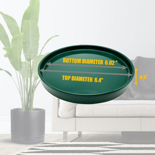 2 Pack Ceramic Plant Saucer Pot Tray 6 Inch, Planter Saucers 4 5 6 7 8 9 10 11 12 13 Inch for Indoors Outdoor, Durable Sturdy Flower Drainage drip Water Tray for Glazed Pots Base (6.4 Inch-Green)