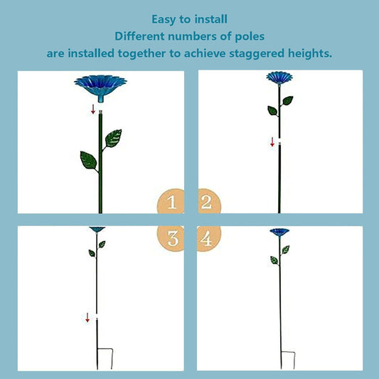 4 Pack Bee Watering Station, Metal Bee Feeder Cups with Colorful Flower Design,Butterfly Bee Bath Bowl for Outdoor Garden Yard Decor (Green, Blue, Yellow, Purple)