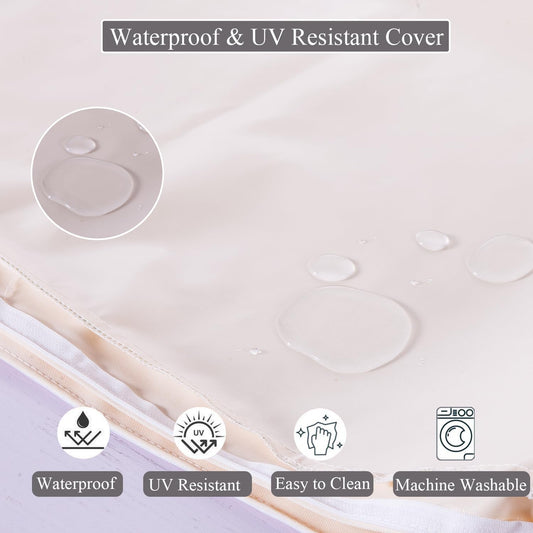 15 x 15 Inch Round Cushions for Outdoor Furniture Non-Slip Waterproof Patio Bistro Chair Cushion with Ties Bar Stool Seat Cushion for Kitchen Chairs Set of 4, Beige