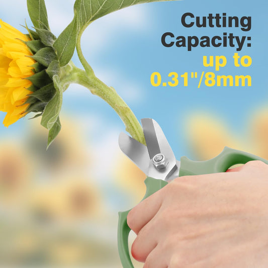 Flower Scissors, Strong Floral Shears, Premium Steel Garden Pruning Shears Floral Fruits Leaf Scissors Hand Pruner Snip Trimming Tool for Gardening Flower Arrangement, Avocado Green