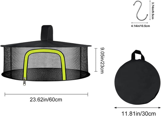 1 Layer Herb Drying Rack, Herb Drying Rack Hanging Mesh, Foldable Bud Drying Net with U-Shaped Zipper, Hooks, for Drying Herbs Plants, Flowers, Fruits, Food, Camping (1 Layer-23.62'')