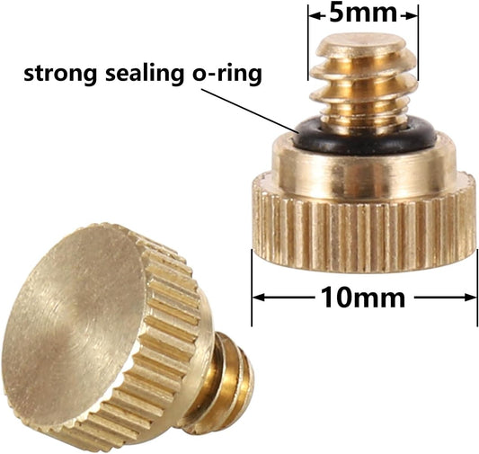 Brass Misting Nozzle Plug 12pc Heavy Duty 10/24 Screw Thread Misting Nozzle Plug for Raised Garden Bed Backyard Outdoor Cooling System