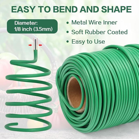 Tenn Well Garden Wire, 164 Feet 3.5mm Soft Plant Ties, Gardening Twist Ties for Climbing Plants, Tomatoes, Climbing Roses, Indoor & Outdoor Plants