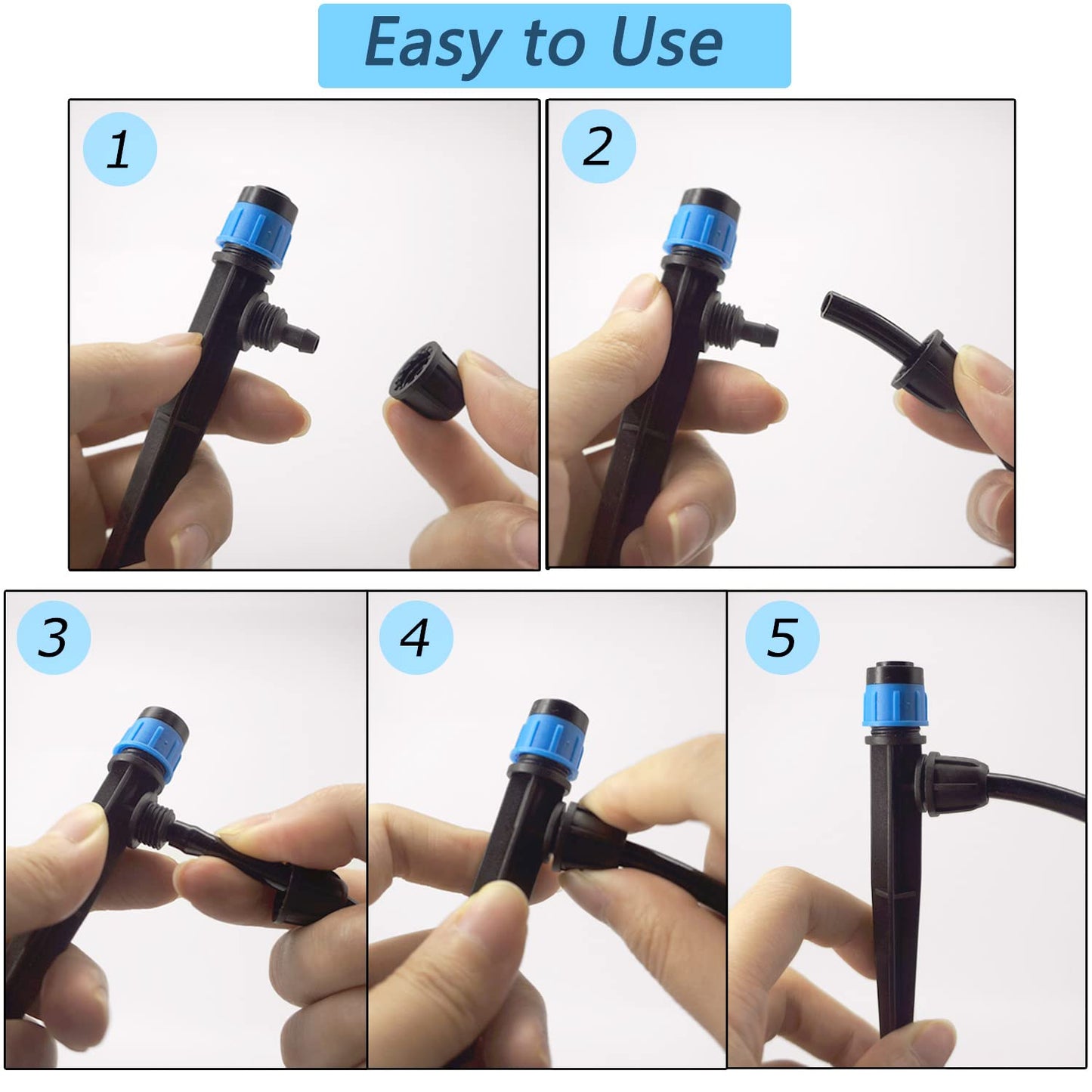 50Pcs Drip Irrigation Emitters with Lock, Adjustable 360 Degree Water Flow Irrigation Drippers for 1/4 inch Drip Irrigation Tubing, Micro Spray Drip System Parts for Garden Irrigation System