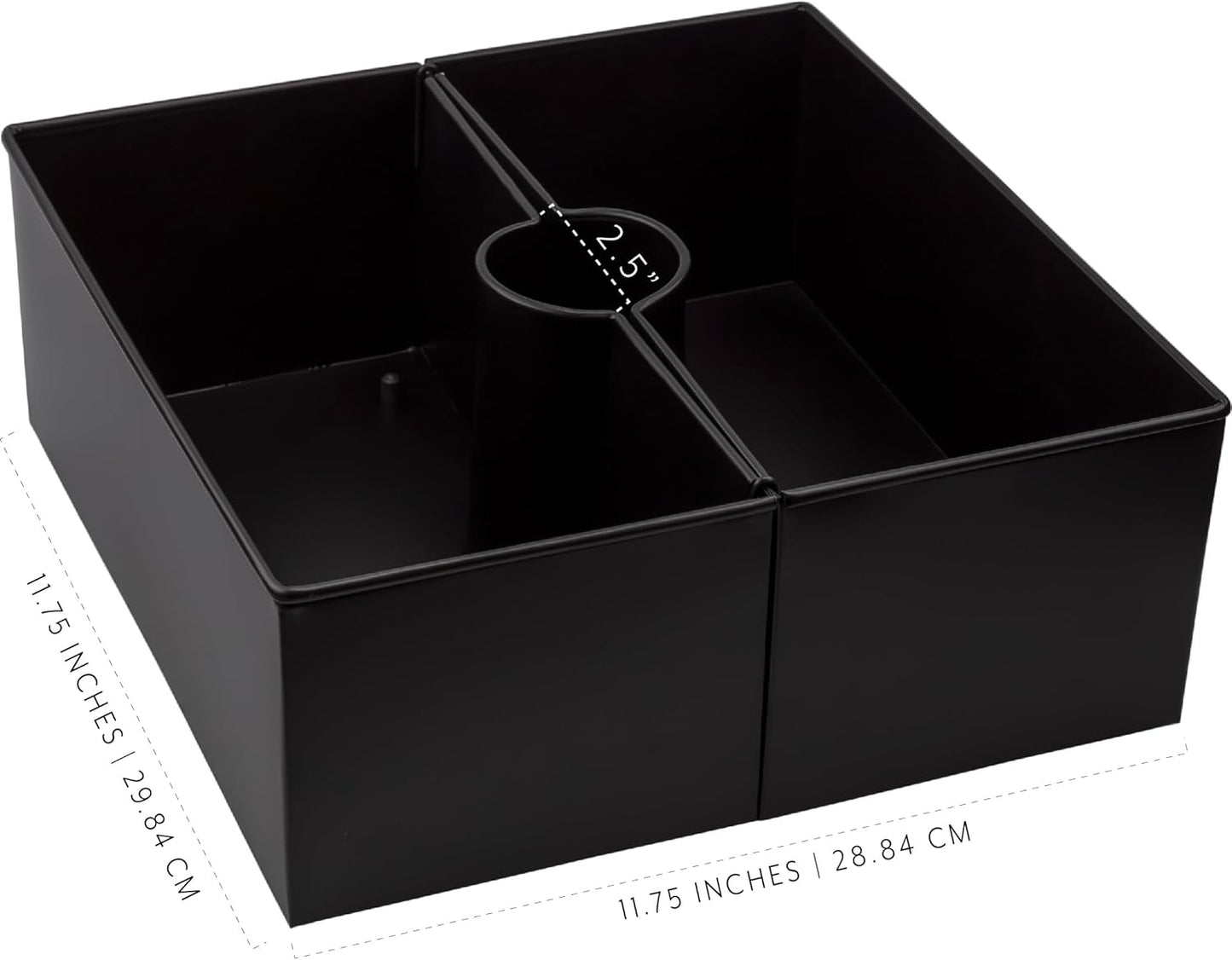 AuldHome Design Umbrella Planter for Patio Table (Black Square), w/Umbrella Hole, Enamelware Rectangular Planter Pots