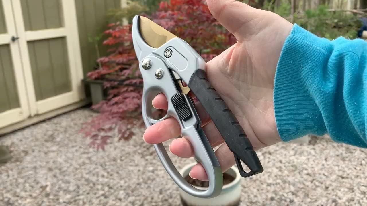 Pruning Shears Ratcheting Garden Tool | Pruners for Gardening Hand Tools | Branch Cutter | Flower Arrangements Supplies | Tree Pruner | Lawn and Garden Tools Gardening Supplies | Florist Supplies