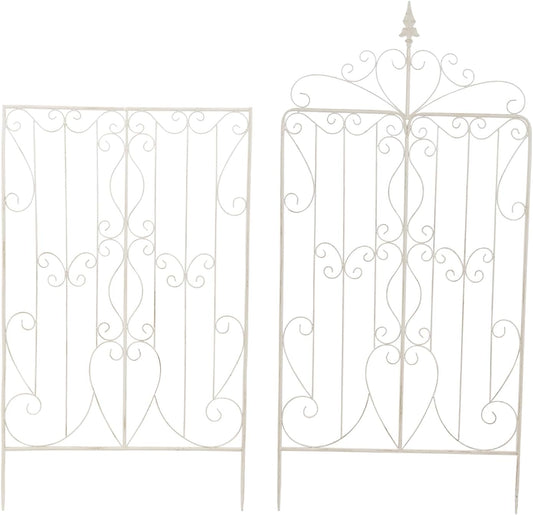 Sungmor 2 Pack Large Garden Trellis for Climbing Plants, 92.5 Inch Tall Rustic White Garden Metal Trellis, Decorative Trellis for Outdoor Rose Vines Cucumbers Support, Greenhouse, Flowerbed, Backyard