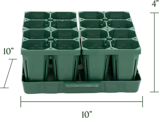Vego garden Seedling Suite Products, 4 Pack Jumbo Seedling Trays with 10" x 10" Bottom Watering Trays