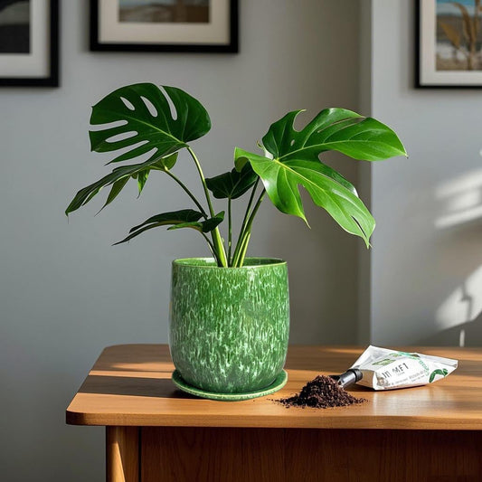 6 in Ceramic Plant Pot with Saucer,Indoor Plant Pot for Plants, Flower Pot with Drainage,Reactive Glaze Green