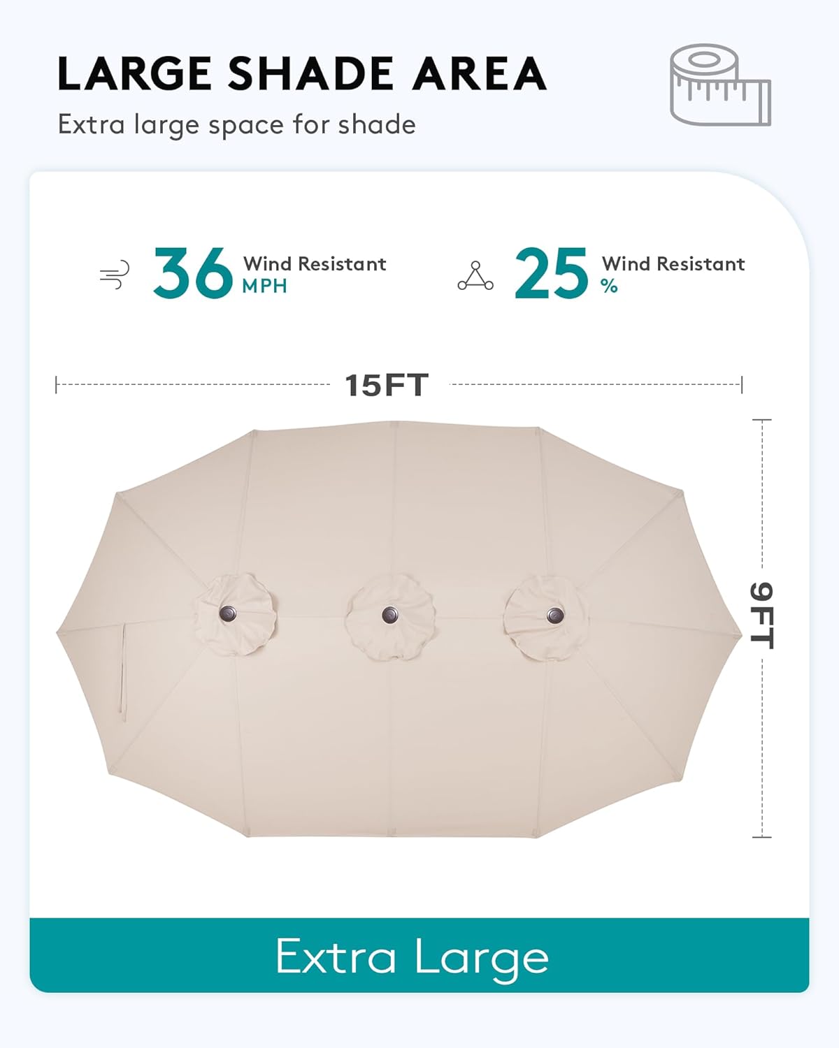 SERWALL HDPE Patio Furniture Set with 15FT Double Side Patio Umbrella, All Weather Wood-Like Outdoor Sofa Sectional Couch, Blue Patio Furniture with Khaki Cushions