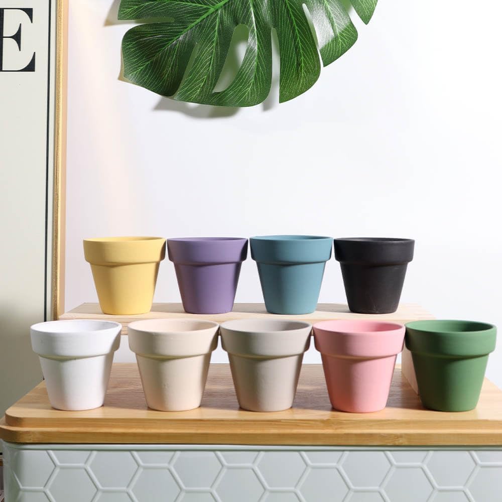 vensovo 48 Pcs 2" Tiny Terracotta & Terra Cotta Pots with Drainage - Steel Blue Small Mini Clay Ceramic Pottery Planter Ideal for Indoor/Outdoor Plants, Crafts, Wedding Favors