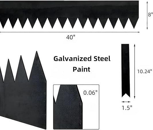 6-Pack Corten Steel Landscape Edging with Painted Finish, 40" x 8" Metal Strips, Includes 8 Clips and Gloves, Hammer-in Border for Lawn and Yard, 20 ft Total Length