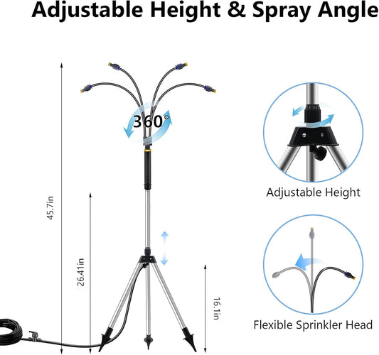 26Ft Standing Misting System, Standing Misters for Outside Patio, Adjustable Height 4.1 FT, Portable Stand Mister for Water Mist Playing, Patio Cooling