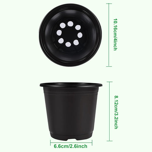 Augshy 150 Pcs 4" Black Plastic Plants Nursery Pot,Seed Starting Pots