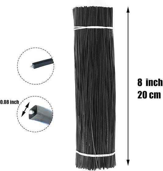 1000 pcs 8 inch Black Cable Twist Ties Plastic Twist Ties with Rugged Metal Innercores Reusable Fastening Cable Cord Wire Ties